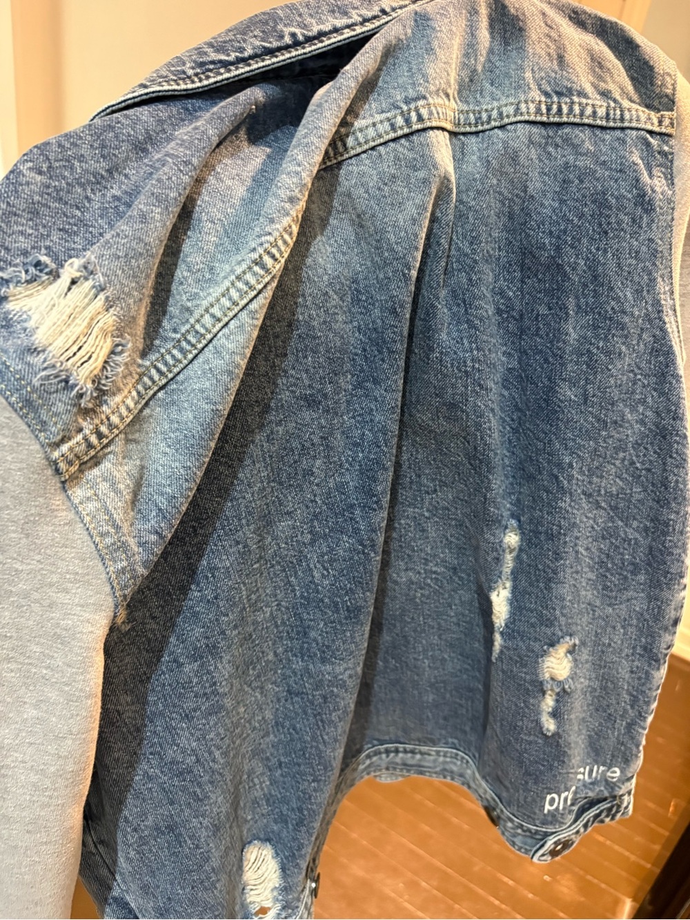 Men’s Denim & Gray Hoodie Jacket - Picture 5 of 5